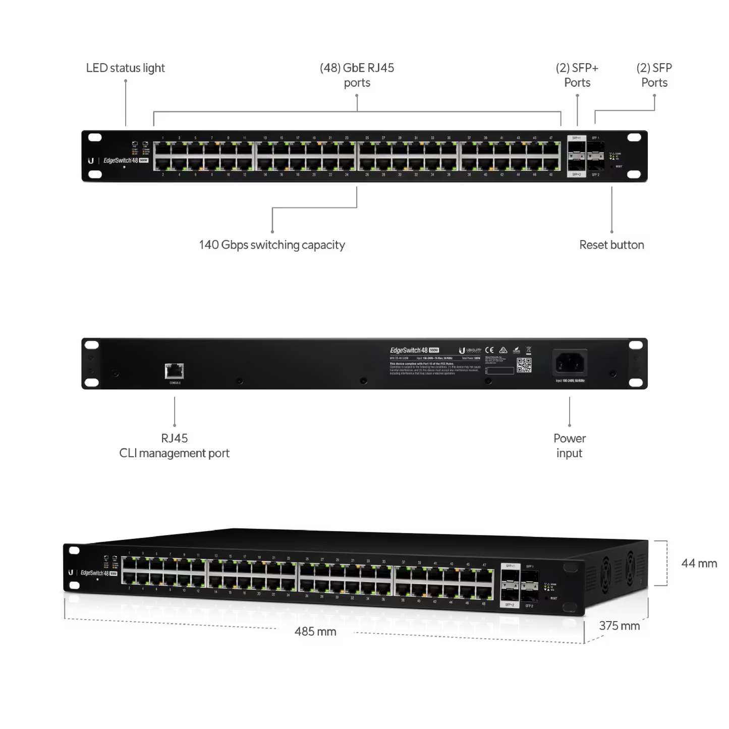 Ubiquiti ES-48-500W UISP EdgeSwitch 48 PoE Layer 2/3 Switch