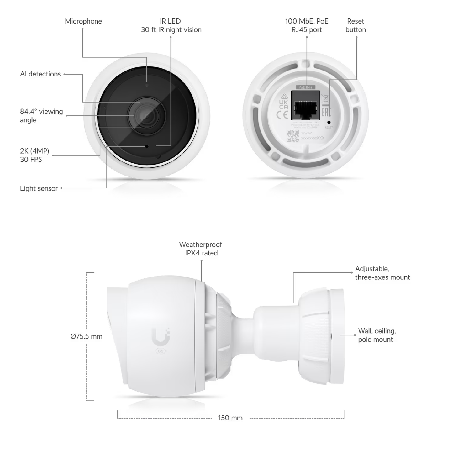 Ubiquiti UVC-G5-Bullet UniFi G5 Bullet 2K HD PoE Camera