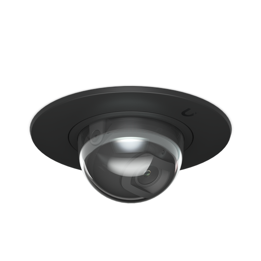 Installed view of the Ubiquiti UACC-G5-Dome-Ultra-FM-B UniFi G5 Dome Ultra Flush Mount showing the product secured in its mounted position.