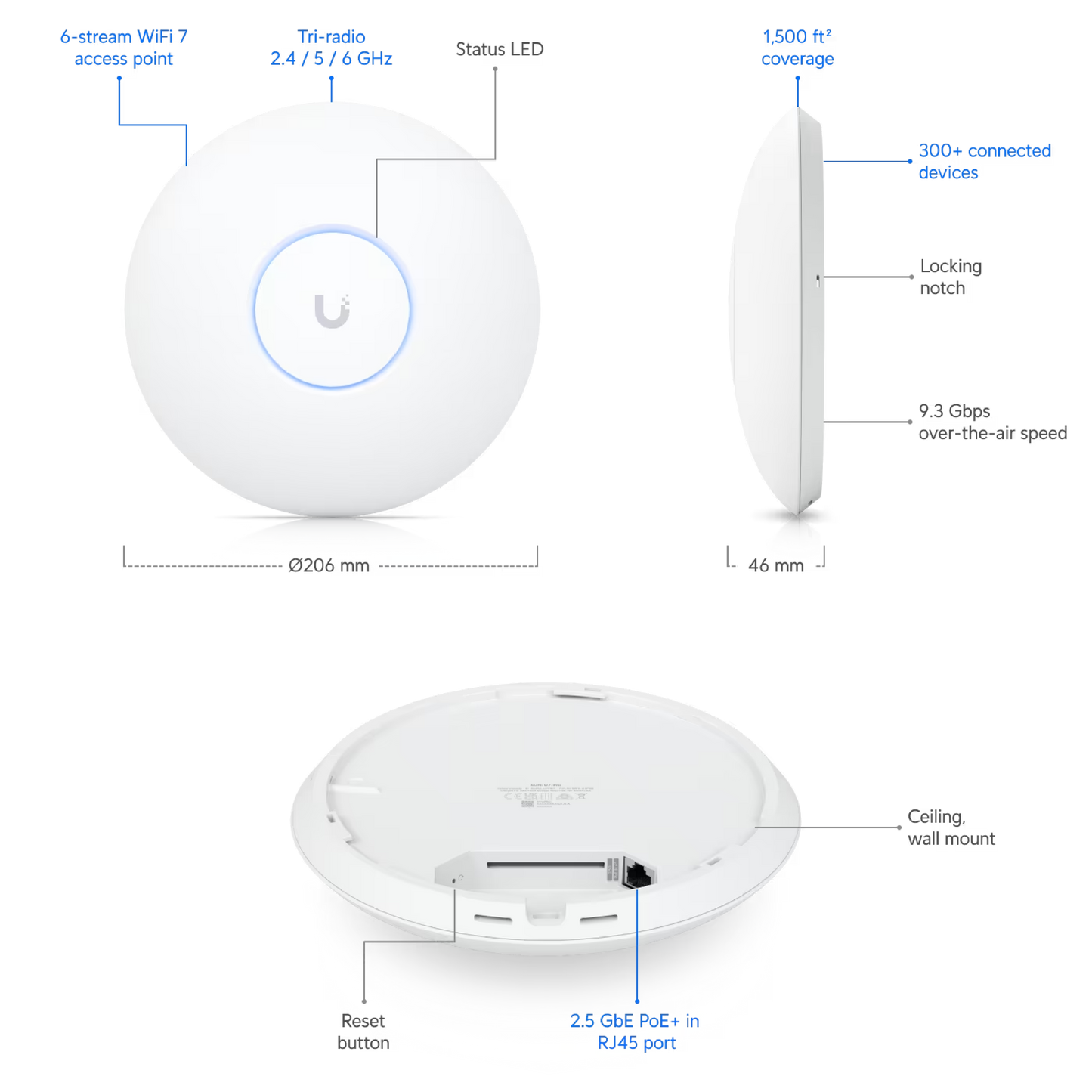 Ubiquiti UniFi U7 Pro WiFi 7 Access Point