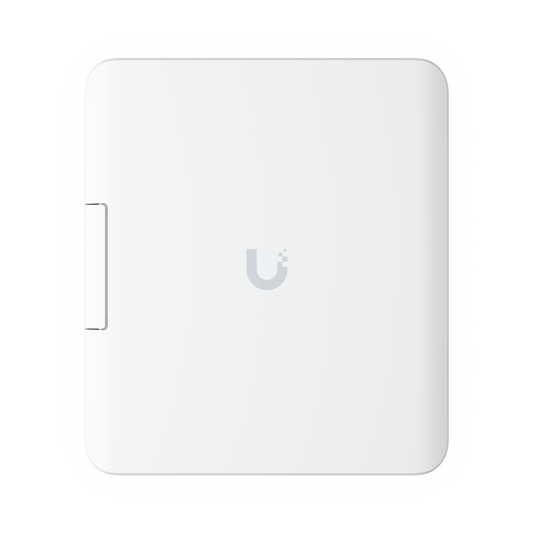 Front view of the closed Ubiquiti UISP Fiber Outdoor Terminal Box UACC-UF-Terminal-Box with secure enclosure cover
