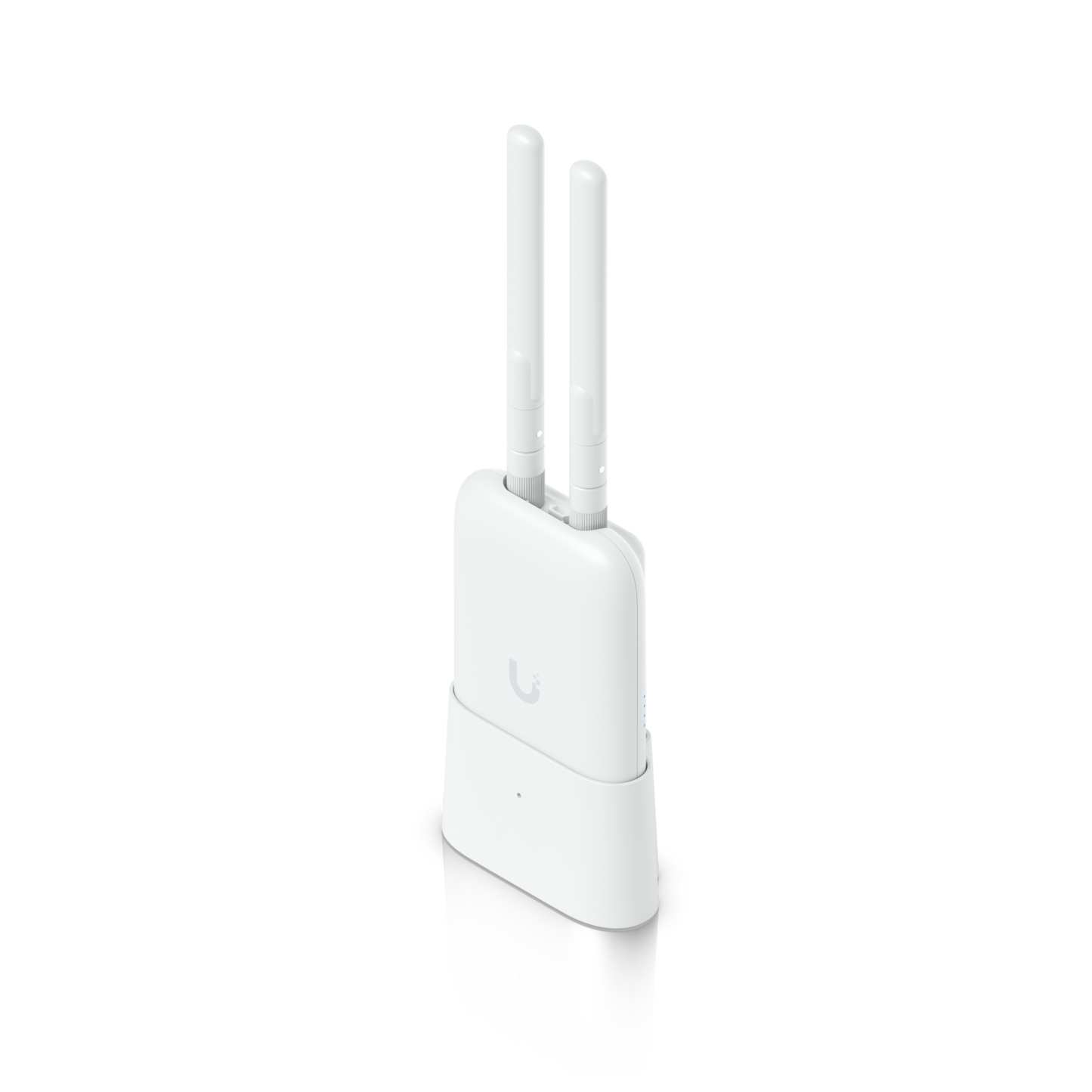 Ubiquiti UniFi Swiss Army Knife Ultra installed in the table stand with dual external antennas