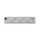 Ubiquiti UNAS-Pro UniFi UNAS Pro Network-Attached Storage shown in a three-quarter view with visible ports and connection sockets.