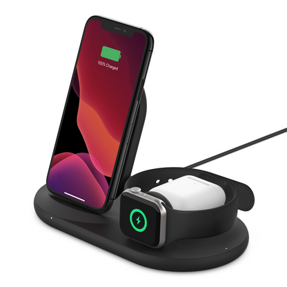 Belkin BoostCharge 3-in-1 Apple Wireless Charger in Black