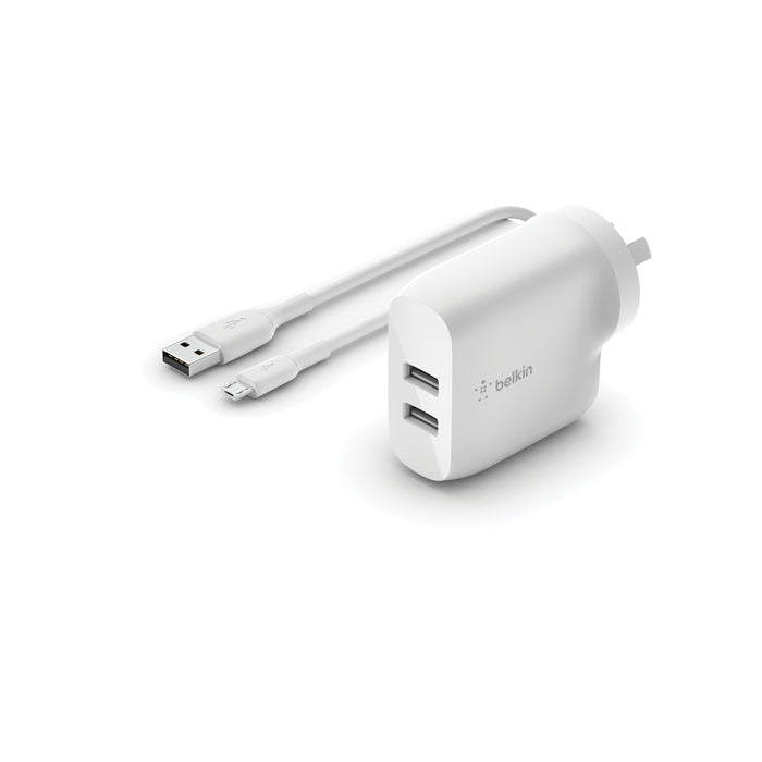 Belkin Dual USB-A Wall Charger 24W with USB-A to Micro-USB cable