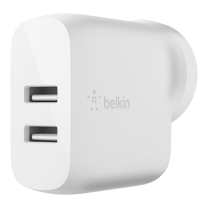 Belkin BoostCharge Dual USB-A Charger 24W with Lightning Cable