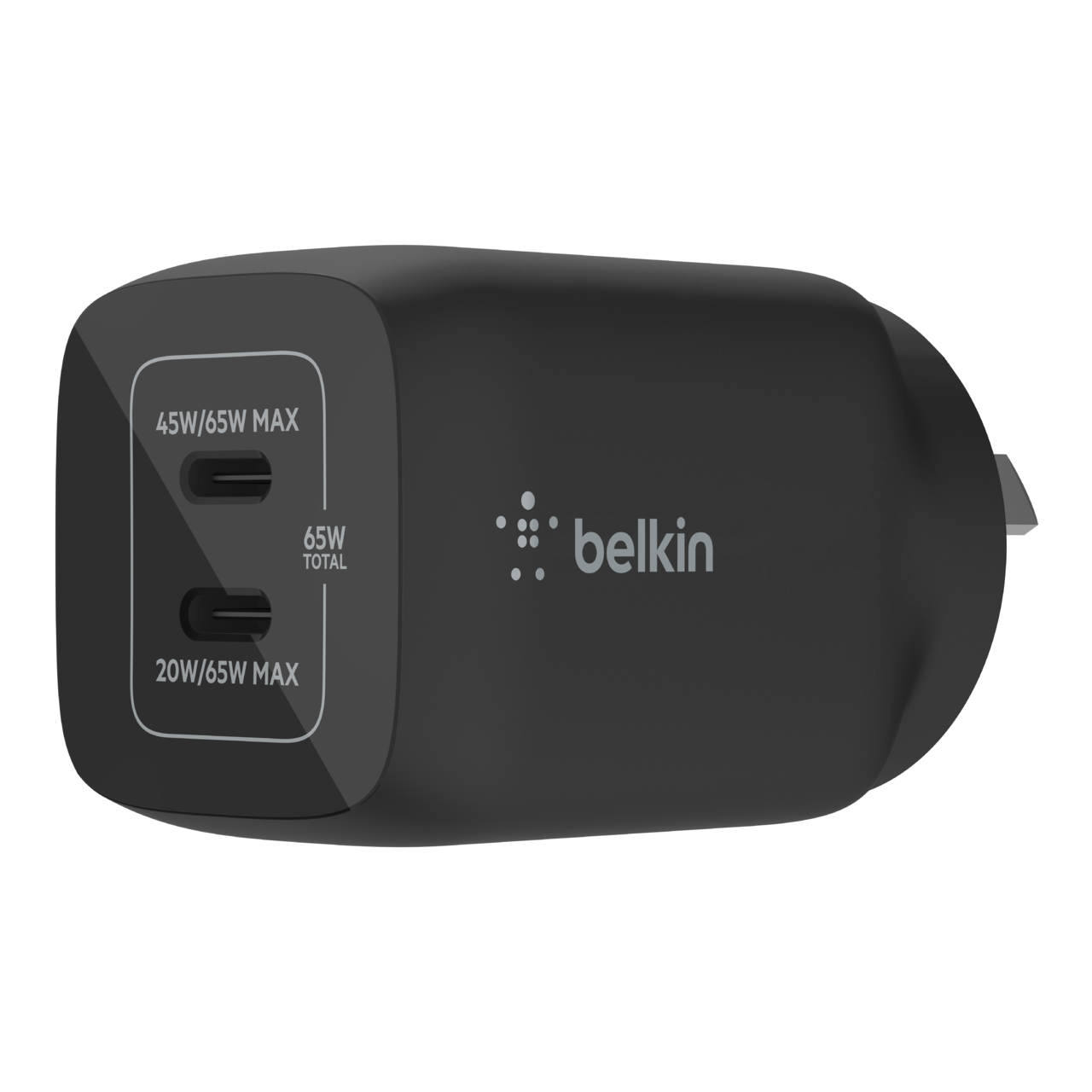 Belkin BoostCharge Pro Dual USB-C GaN Charger 65W in Black