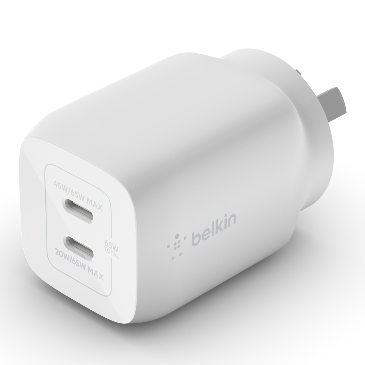 Belkin BoostCharge Pro Dual USB-C GaN Charger 65W in White