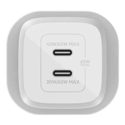 Belkin BoostCharge Pro Dual USB-C GaN Charger 65W in White