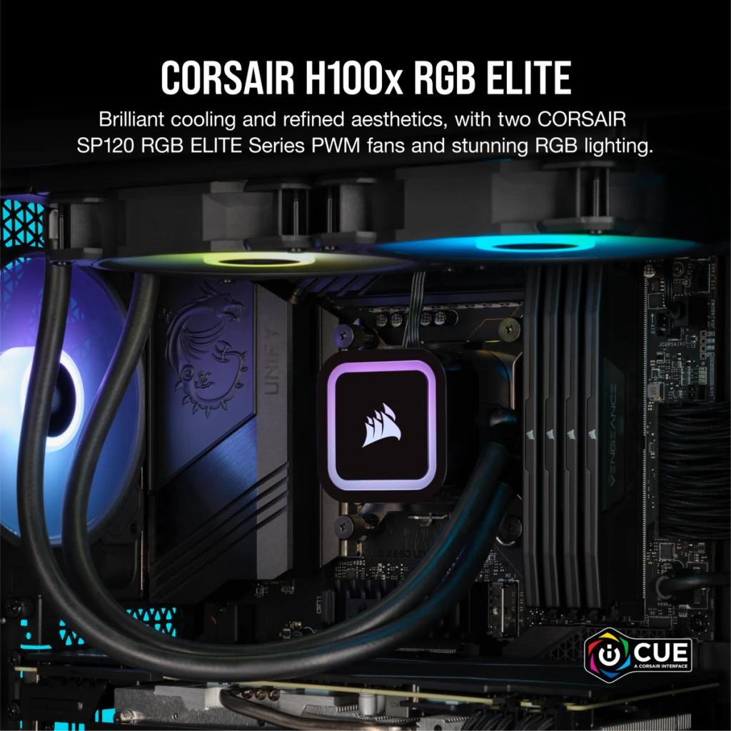 Corsair AIO Liquid CPU Cooler 240mm iCUE H100x RGB Elite