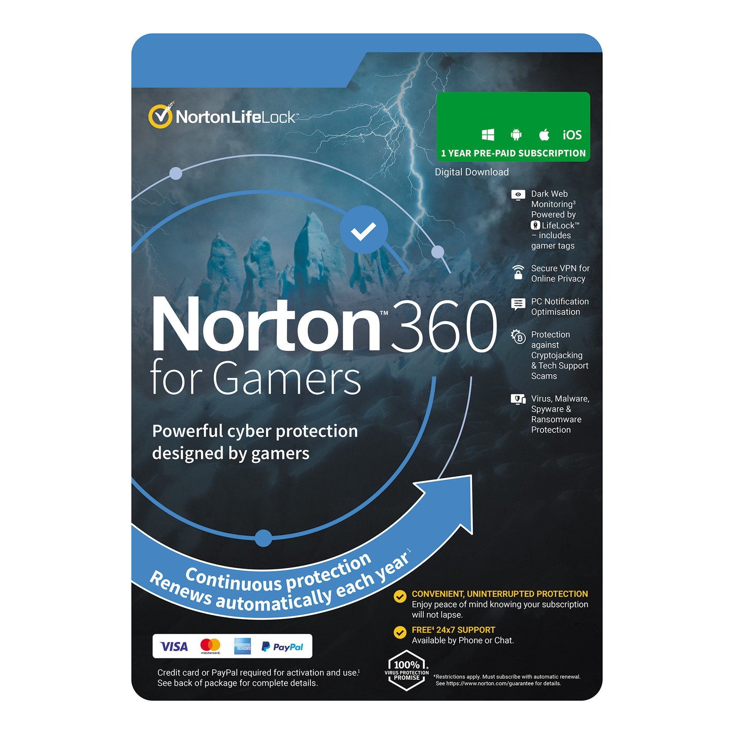 Norton 360 for Gamers | 1 User | 1 or 3 Devices | 1 Year