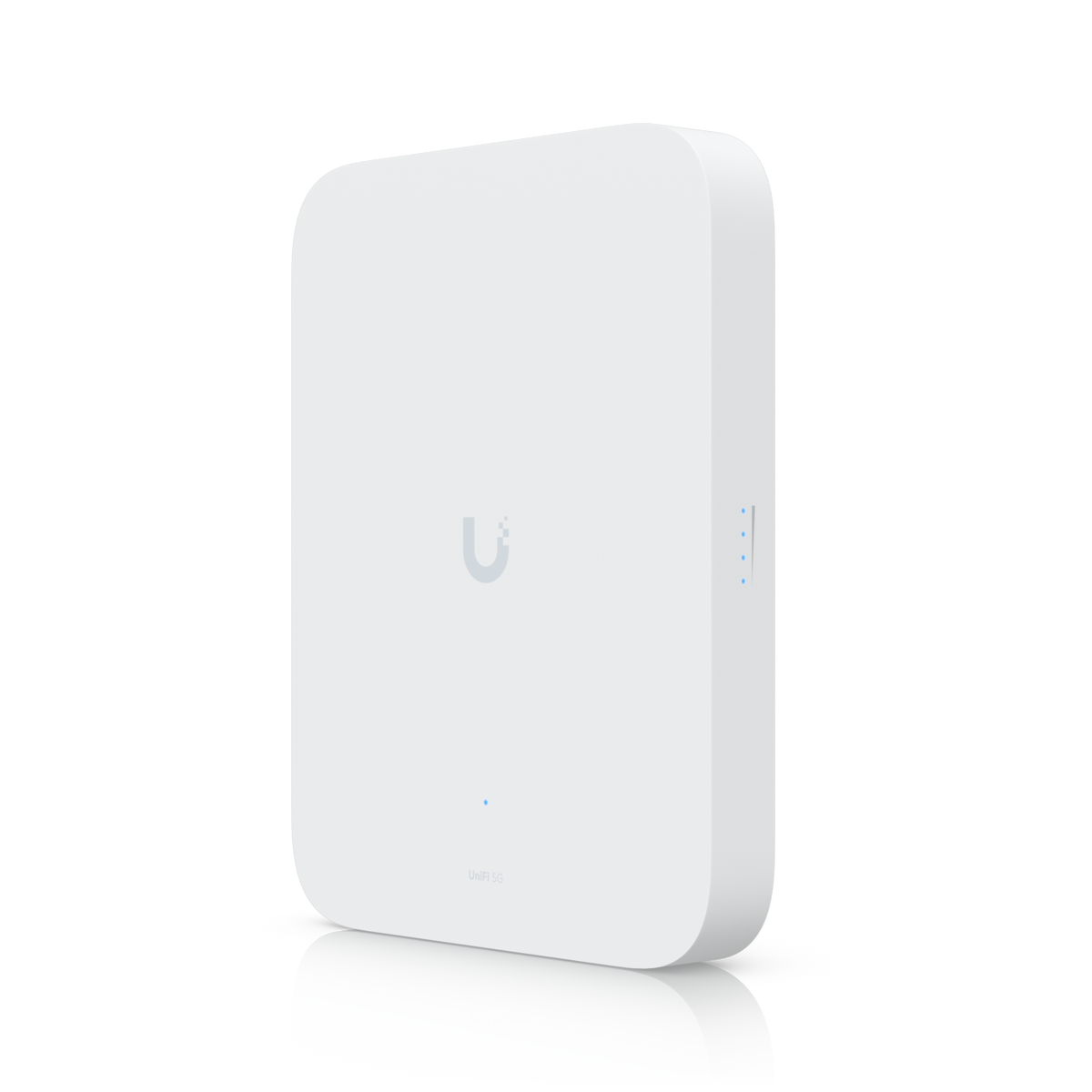 Ubiquiti U5G-Max-Outdoor UniFi 5G Max Outdoor angled front view showing the front status LED and side signal strength indicators.