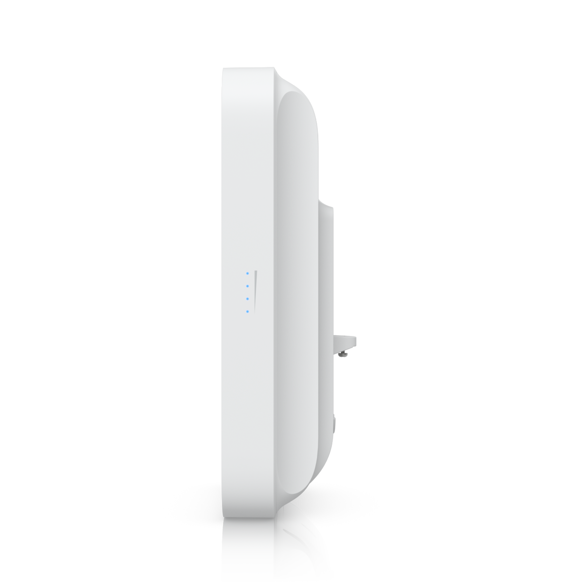 Ubiquiti U5G-Max-Outdoor UniFi 5G Max Outdoor side profile showing four signal strength LEDs and contoured rear housing.
