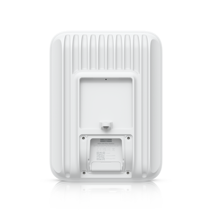 Ubiquiti U5G-Max-Outdoor UniFi 5G Max Outdoor rear view with the access cover removed, revealing the product label and recessed compartment.