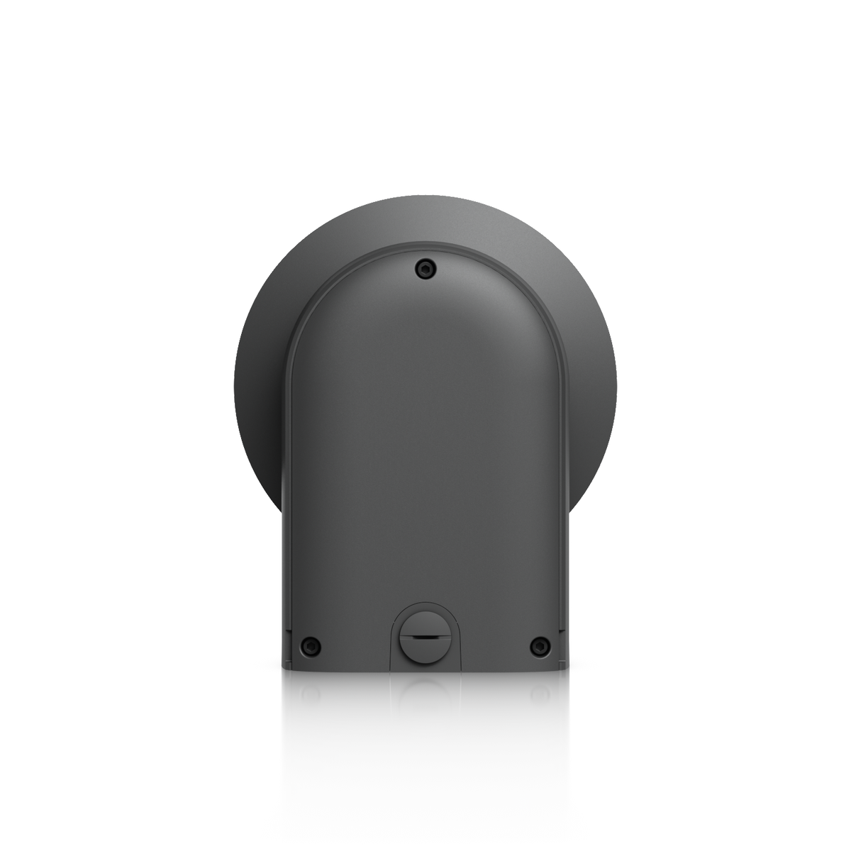 Ubiquiti UACC-AI-MS-4-AM-B UniFi AI Multi Sensor 4 black camera arm mount viewed from above, showing the top cover, recessed screws and slotted plug.