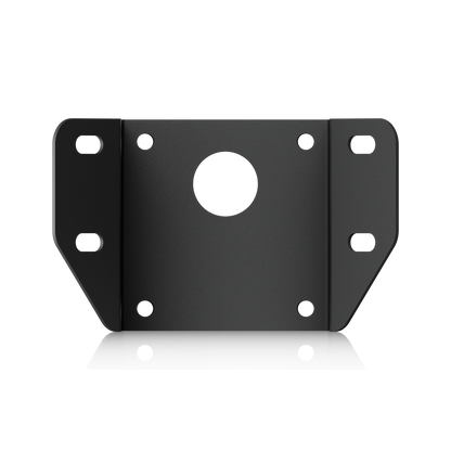 Mounting adaptor for the Ubiquiti UACC-AI-MS-4-AM-B UniFi AI Multi Sensor 4 black camera arm mount, with slotted side flanges and a central cable opening.
