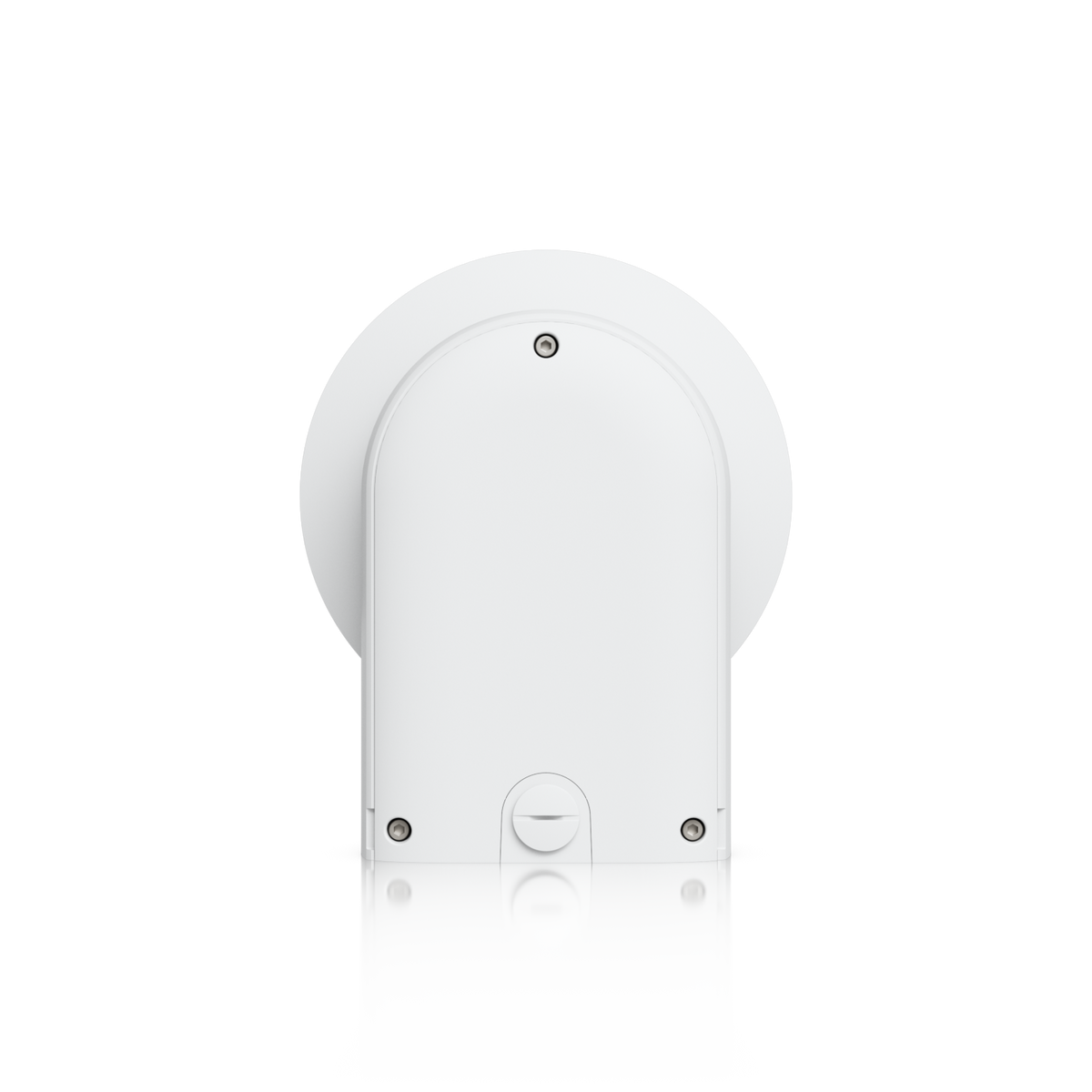 Ubiquiti UACC-AI-MS-4-AM-W UniFi AI Multi Sensor 4 camera arm mount in white, top view showing the cover, recessed screws and cable entry cap.