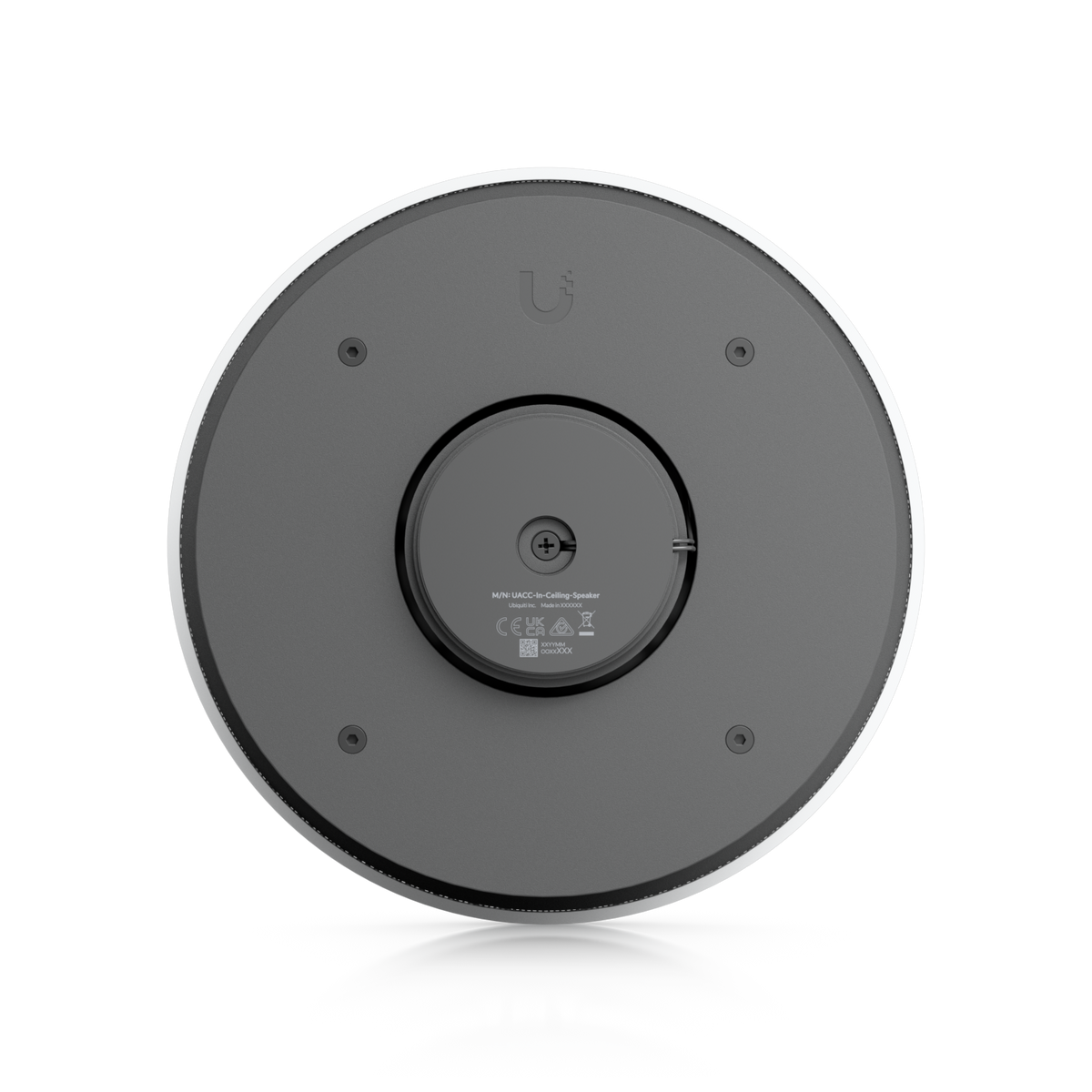 Ubiquiti UACC-In-Ceiling-Speaker UniFi In-Ceiling Speaker rear view showing circular backplate and centre speaker assembly
