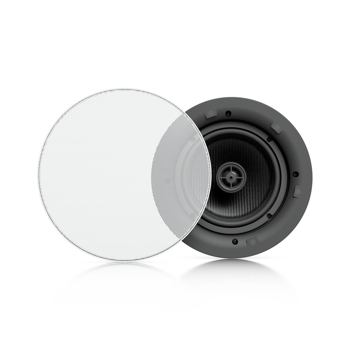 Ubiquiti UACC-In-Ceiling-Speaker UniFi In-Ceiling Speaker with grille removed to reveal woofer and centre tweeter