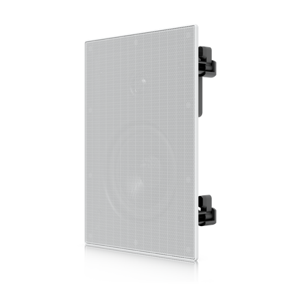 Ubiquiti UACC-In-Wall-Speaker UniFi In-Wall Speaker angled front view showing perforated grille and rear mounting clamps