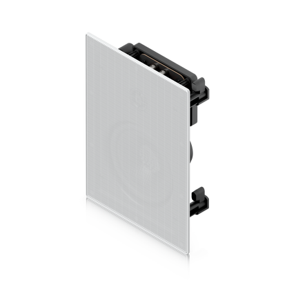 Ubiquiti UACC-In-Wall-Speaker UniFi In-Wall Speaker front three-quarter view with slim grille and recessed mounting assembly