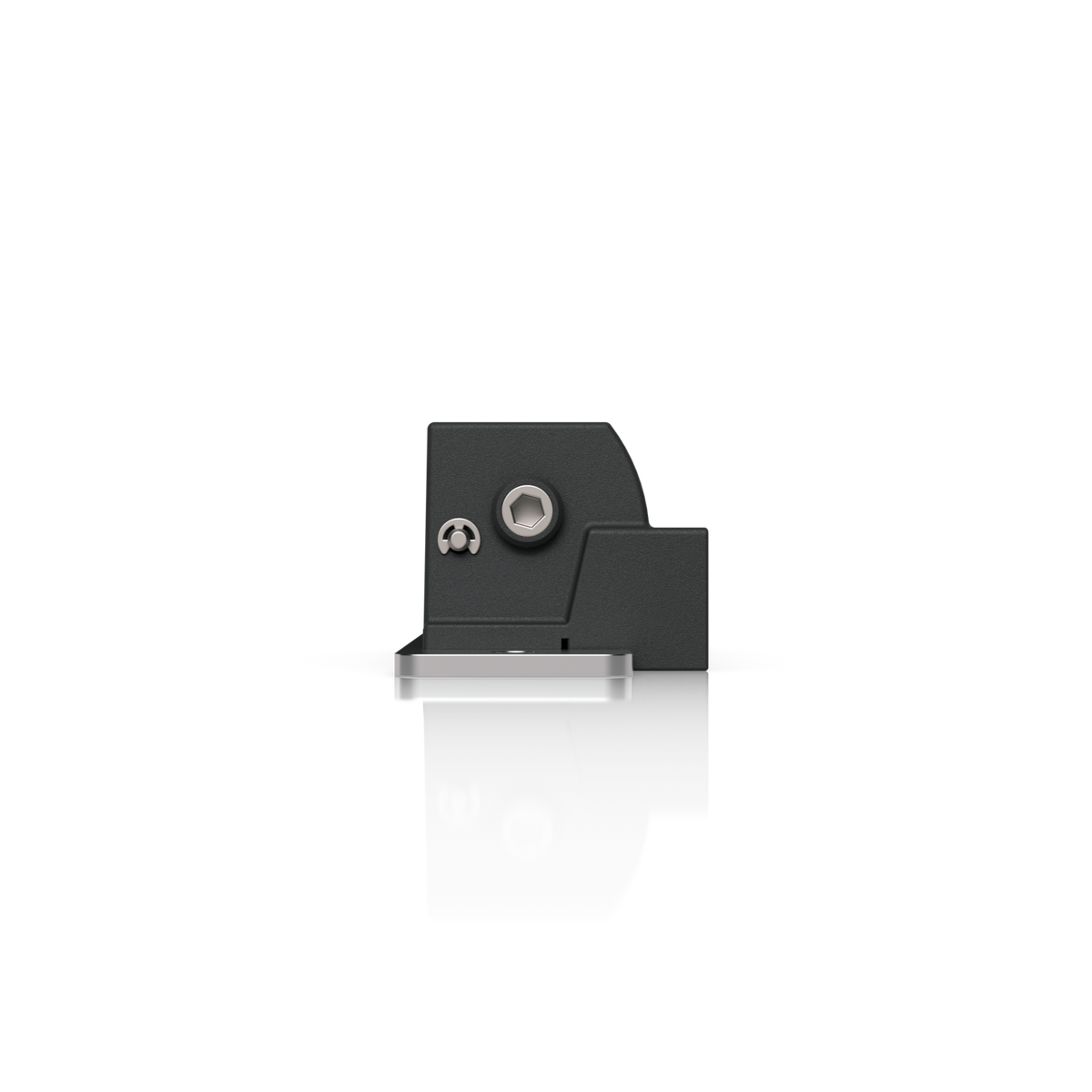 Ubiquiti UACC-Lock-Strike-Safe-15mm UniFi Standard 15mm Fail-Safe Strike Lock, end view showing hex socket fastener and retaining clip