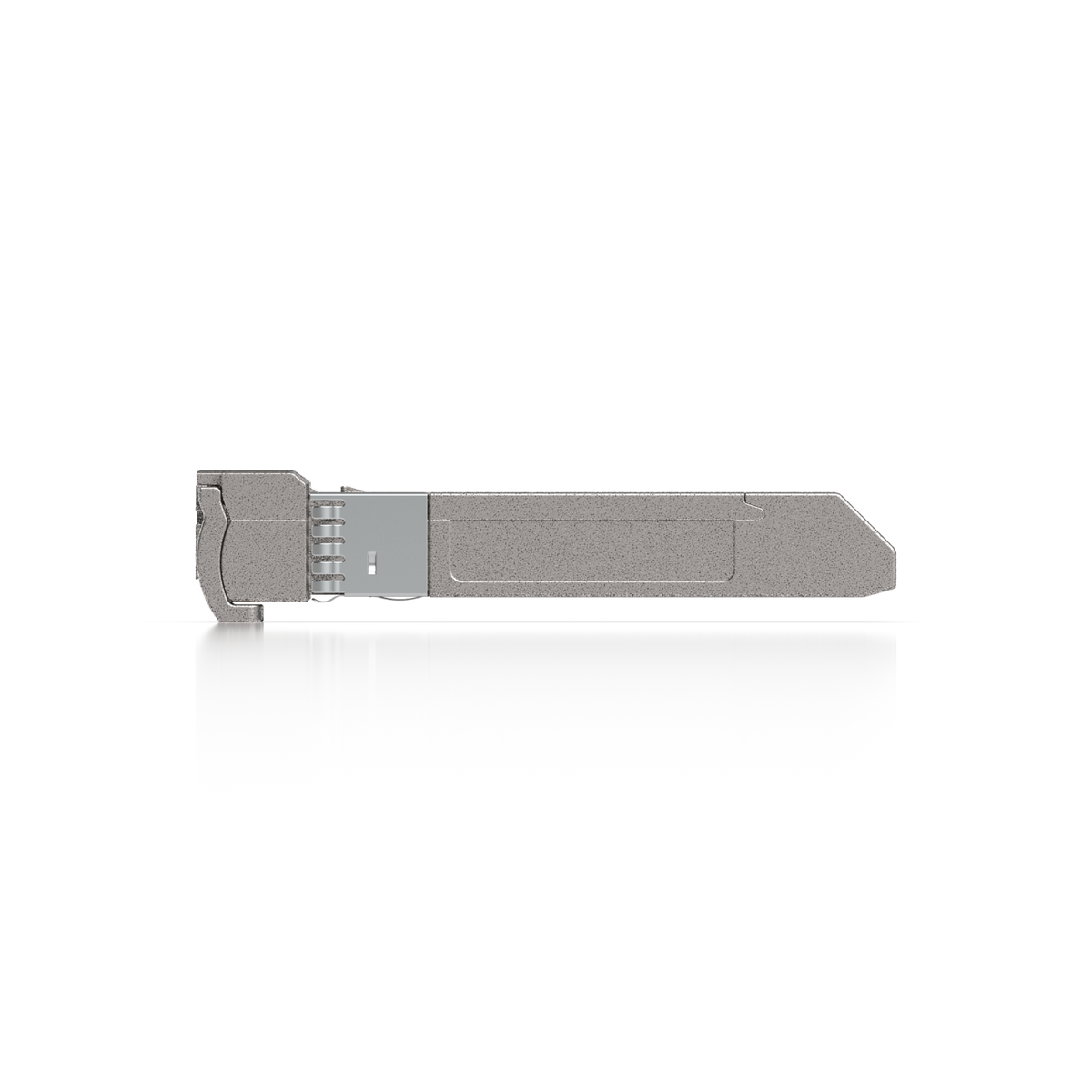 Side profile of the Ubiquiti UACC-OM-SFP10-1310 UniFi 10G CWDM single-mode optical module with compact SFP+ enclosure and integrated latch mechanism.