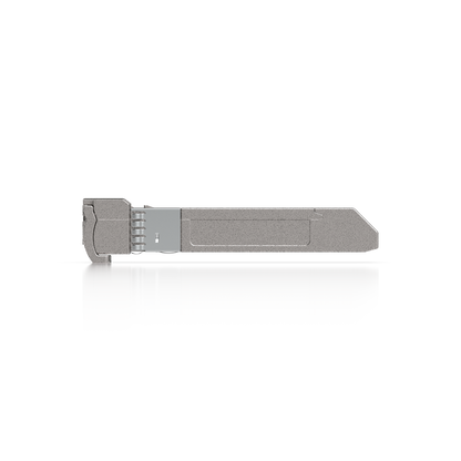 Side profile of the Ubiquiti UACC-OM-SFP10-1450 UniFi 10G CWDM single-mode optical module with compact enclosure and integrated latch mechanism.