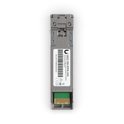 Ubiquiti UACC-OM-SFP10-1510 UniFi 10G CWDM optical module top view showing product label and SFP+ edge connector