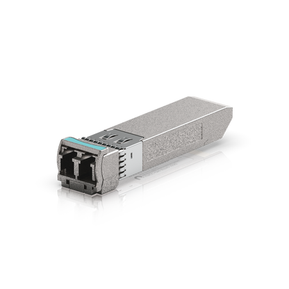 Ubiquiti UACC-OM-SFP10-1550 UniFi 10G CWDM single-mode optical module, front perspective showing LC interface and SFP+ housing