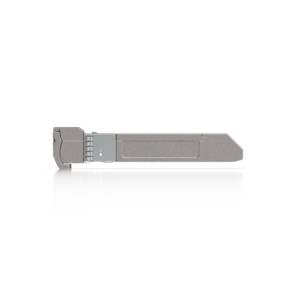 Ubiquiti UACC-OM-SFP10-1570 UniFi 10G single-mode SFP+ module in side profile with metal housing and release latch