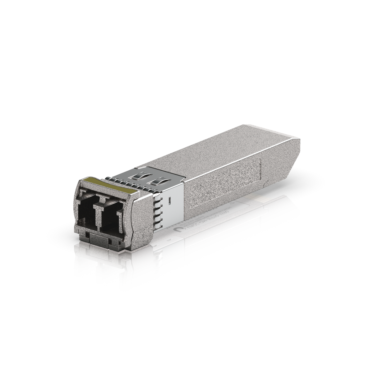Ubiquiti UACC-OM-SFP10-1590 UniFi 10G CWDM single-mode optical module showing duplex LC connector and metal SFP+ housing