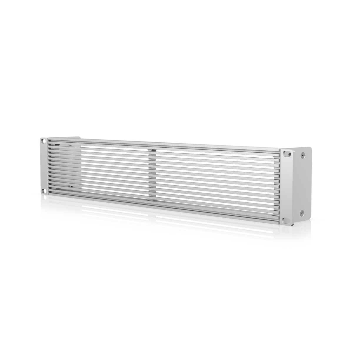 Slim side view of the Ubiquiti UACC-Rack-Panel-Brush-1U UniFi Rack Mount OCD Panel showing ventilation slots and cooling grilles.