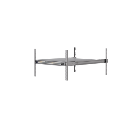 Rackmount switch secured inside a server rack using Ubiquiti UACC-Rack-Rails-Slide UniFi Sliding Rack Rails