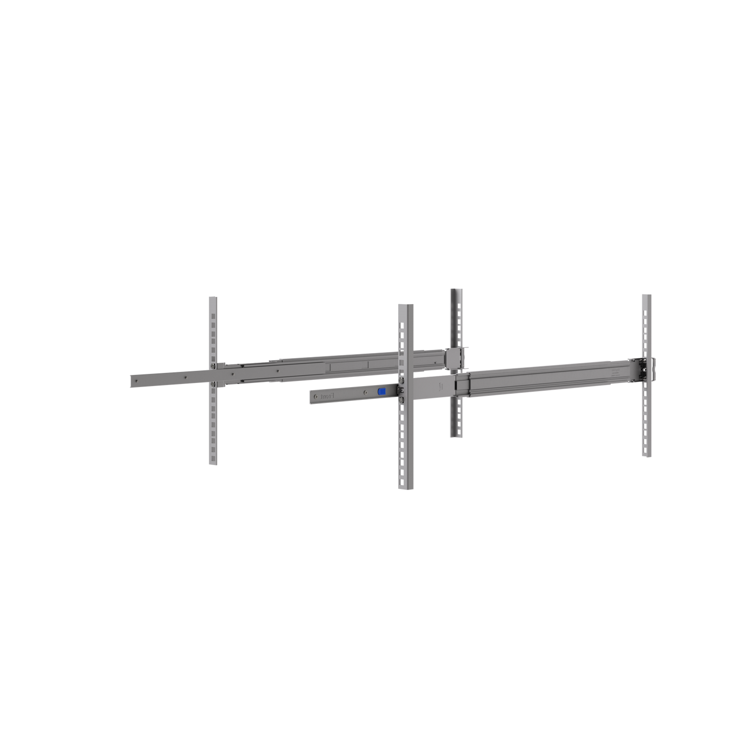 Ubiquiti UACC-Rack-Rails-Slide installed in a rack with one telescoping rail extended forward