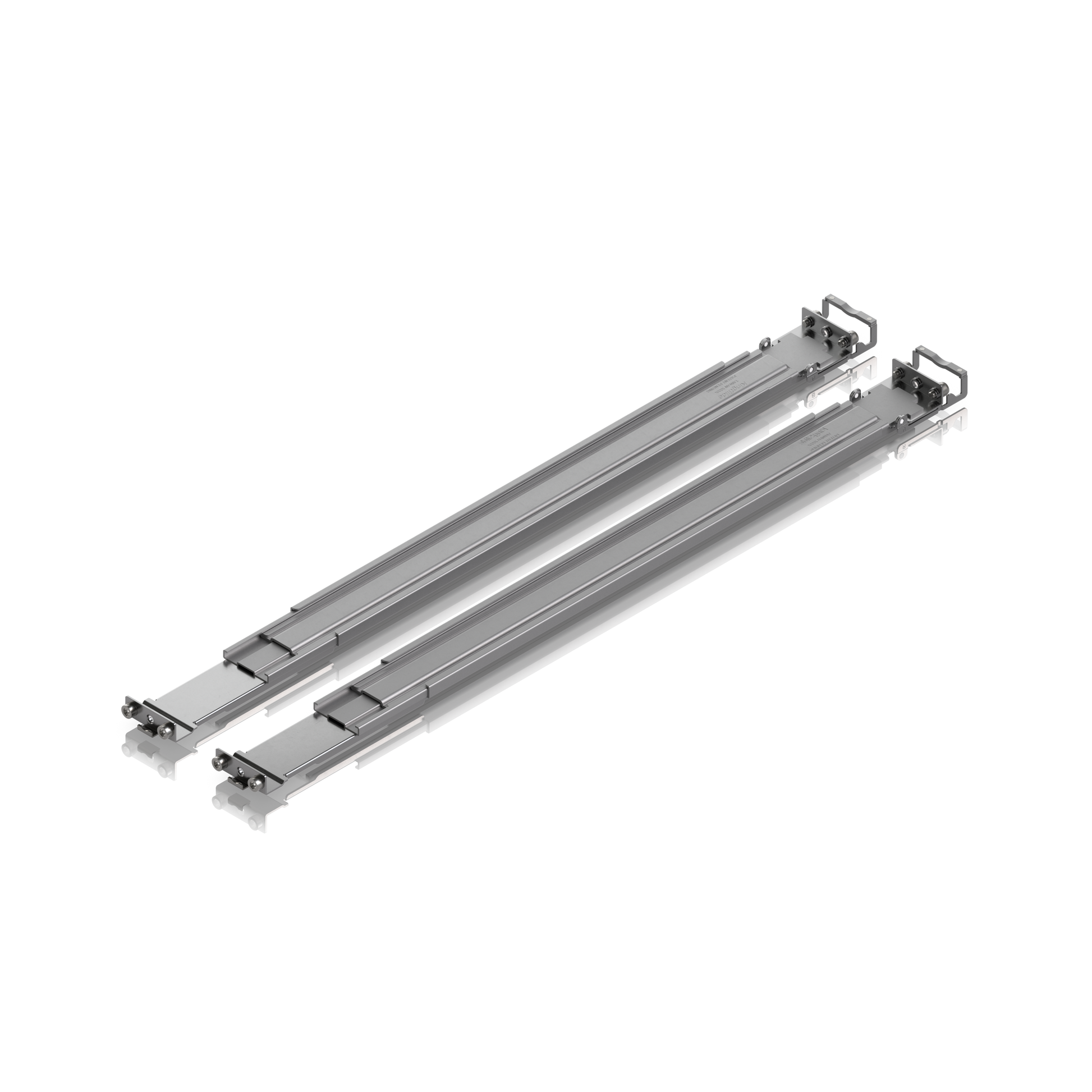 UACC-Rack-Rails-Slide UniFi Sliding Rack Rails pair showing mounting brackets, release latches and nested rail sections