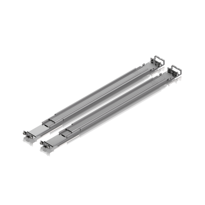 UACC-Rack-Rails-Slide UniFi Sliding Rack Rails pair showing mounting brackets, release latches and nested rail sections