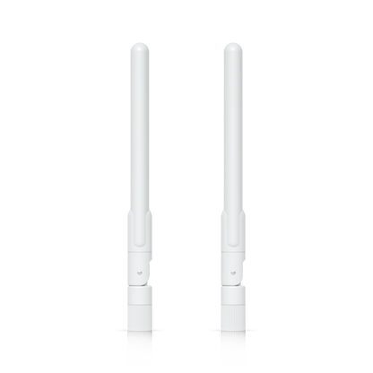 Ubiquiti UniFi Swiss Army Knife Omni Antenna pair showing adjustable pivot joints and connector bases