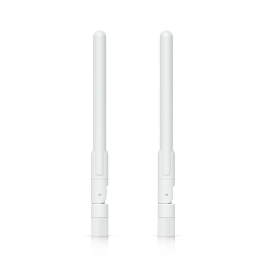 Ubiquiti UniFi Swiss Army Knife Omni Antenna pair showing adjustable pivot joints and connector bases