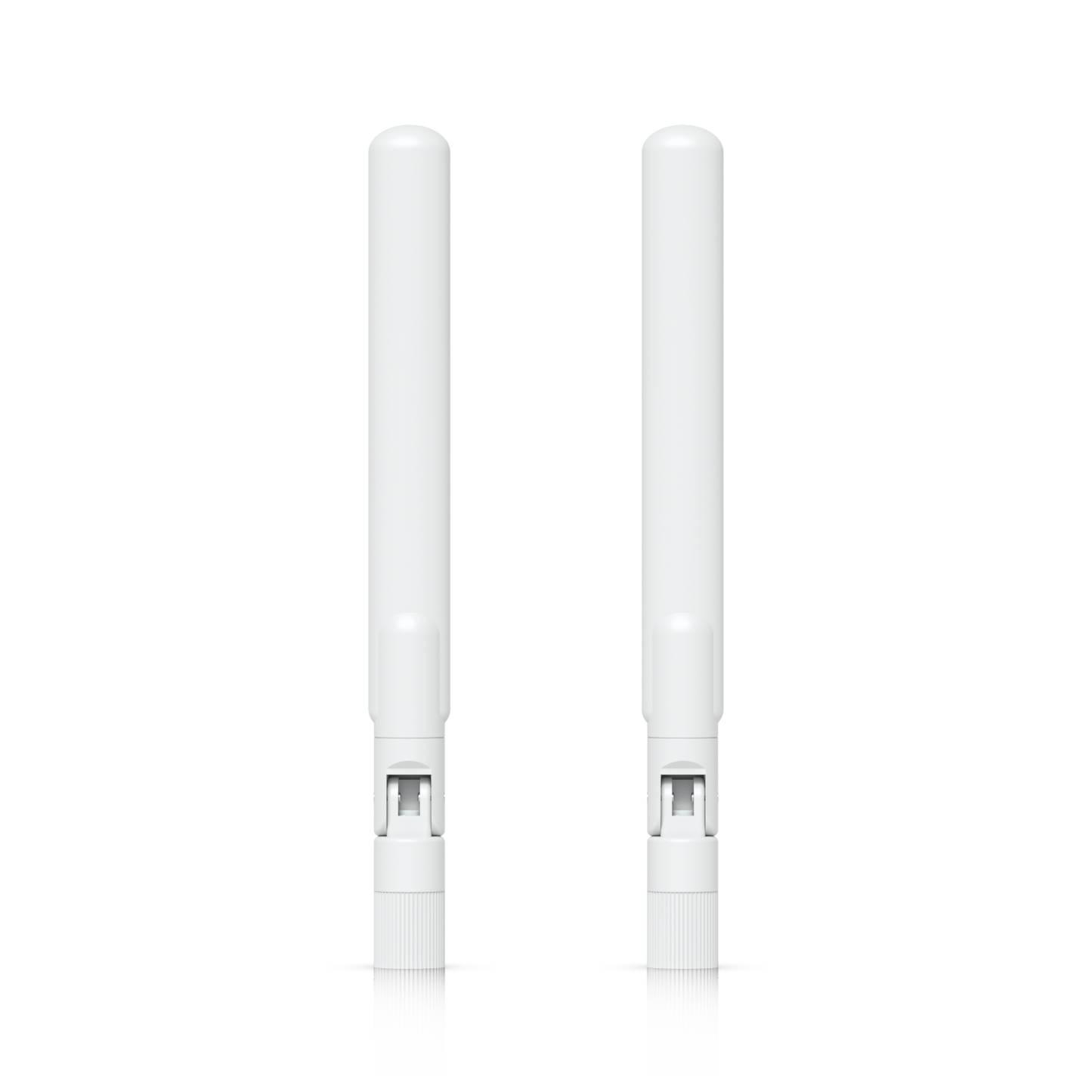 Rear view of two Ubiquiti UACC-UK-Ultra-Omni-Antenna-AO antennas with hinged mounting joints