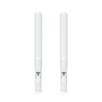 Rear view of two Ubiquiti UACC-UK-Ultra-Omni-Antenna-AO antennas with hinged mounting joints