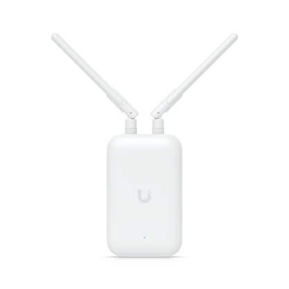 Ubiquiti UniFi Swiss Army Knife Ultra fitted with dual omni antennas angled outward