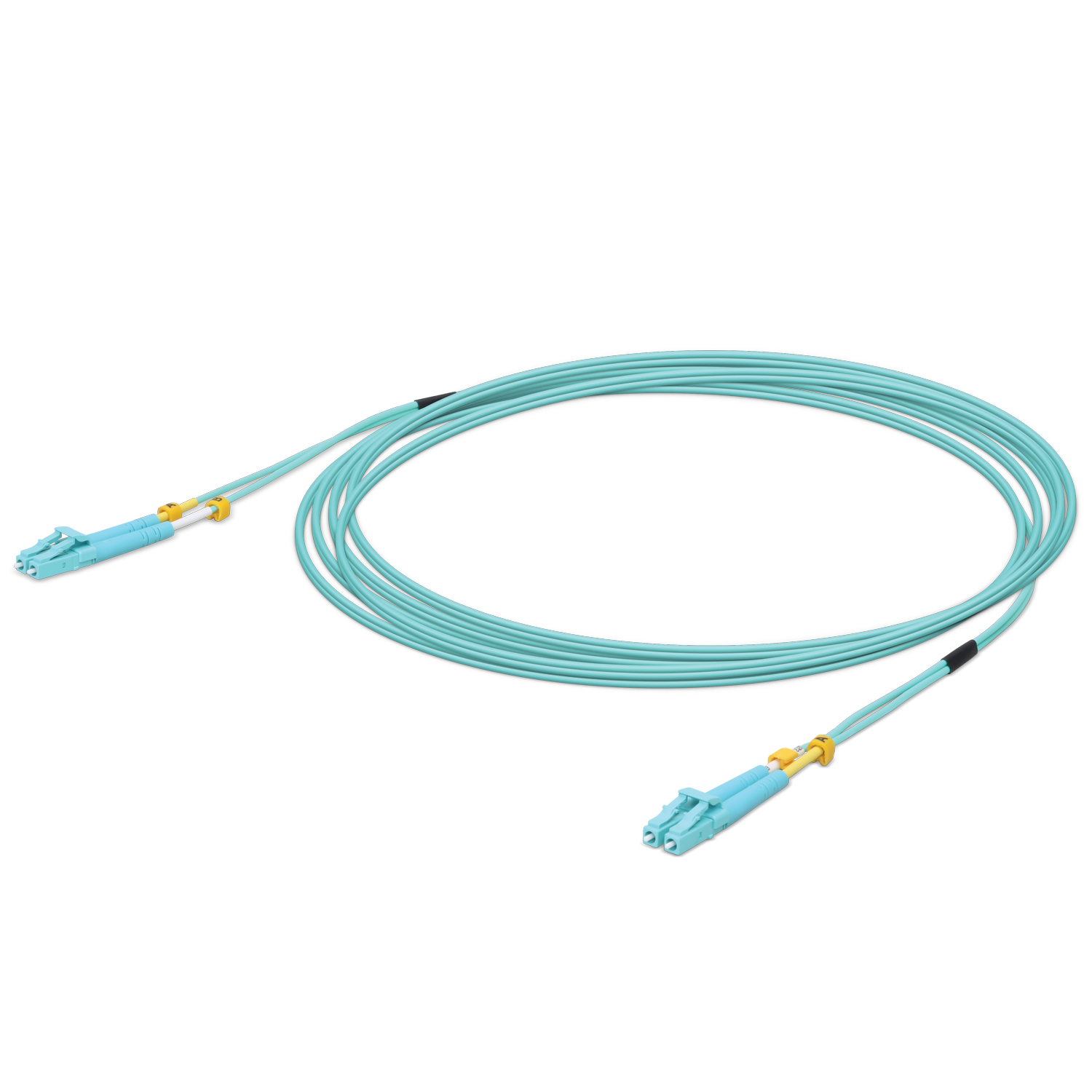 Back-panel view of the Ubiquiti UACC-OFC-MM-5M UOC UISP 10 Gbps OM3 Duplex LC Cable showing visible ports and connection sockets.