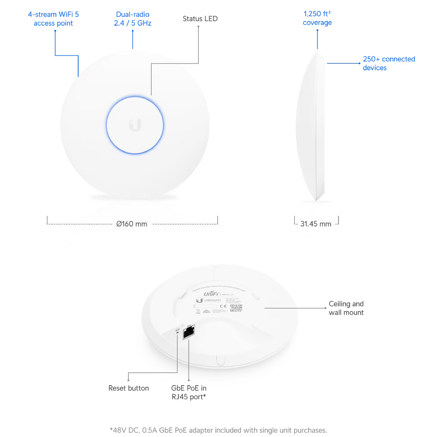 Ubiquiti UAP-AC-LITE UniFi AC Lite WiFi 5 Access Point