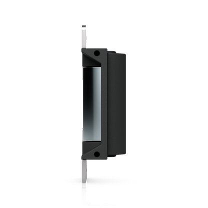 Ubiquiti UACC-Lock-Strike-Secure-15mm UniFi Standard Fail-Secure Strike Lock opposite side profile showing the housing, internal keeper and left faceplate edge.