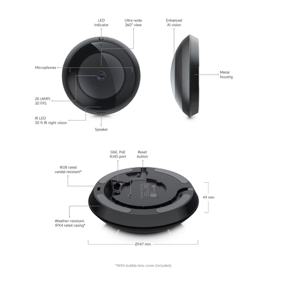 Ubiquiti UVC-AI-360 UniFi AI 360 2K PoE Pan-Tilt-Zoom Camera