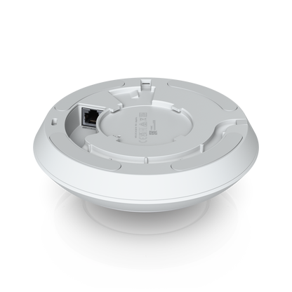 Angled bottom view of the Ubiquiti UVC-AI-360 UniFi AI 360 Camera in White