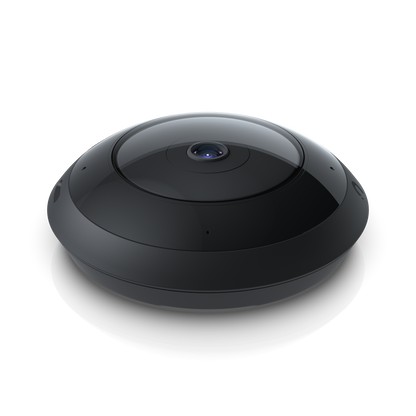 Angled top view of the Ubiquiti UVC-AI-360 UniFi AI 360 Camera in Black