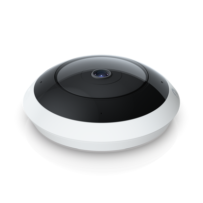 Angled top view of the Ubiquiti UVC-AI-360 UniFi AI 360 Camera in White