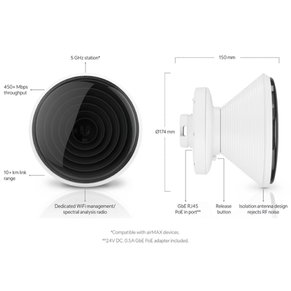 Ubiquiti IS-5AC UISP airMAX IsoStation 5AC 5 GHz WiFi Bridge